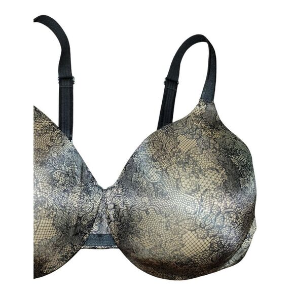 Bali One Smooth U Underwire Bra Smoothing Full-coverage Bra Black/Nude Lace 40DD - Picture 4 of 8